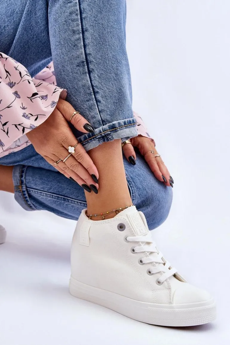 Wysokie Trampki Na Ukrytym Koturnie Big Star LL274035 Białe