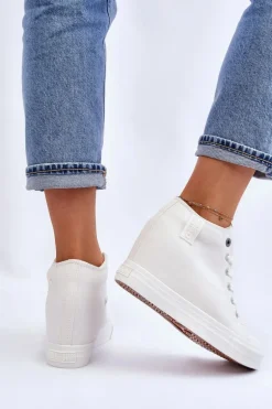 Wysokie Trampki Na Ukrytym Koturnie Big Star LL274035 Białe