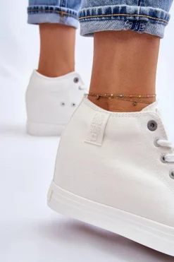 Wysokie Trampki Na Ukrytym Koturnie Big Star LL274035 Białe