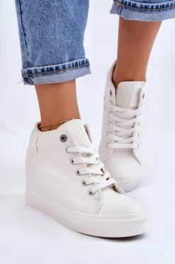 Wysokie Trampki Na Ukrytym Koturnie Big Star LL274035 Białe
