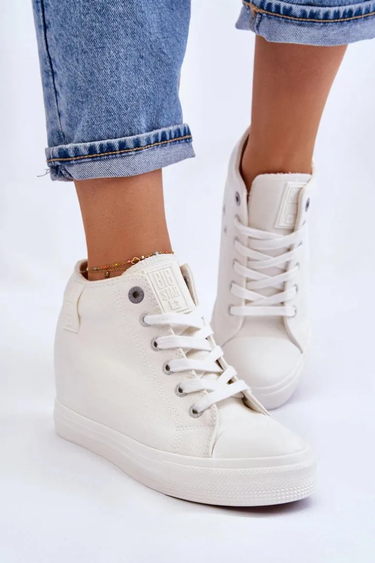 Wysokie Trampki Na Ukrytym Koturnie Big Star LL274035 Białe