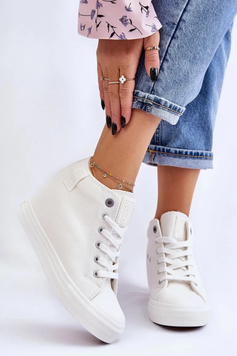 Wysokie Trampki Na Ukrytym Koturnie Big Star LL274035 Białe