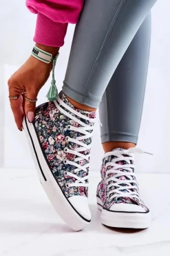 Wysokie Trampki W Kwiaty Zielone Nollie