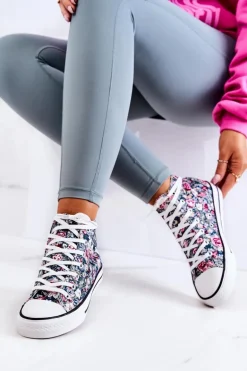 Wysokie Trampki W Kwiaty Zielone Nollie