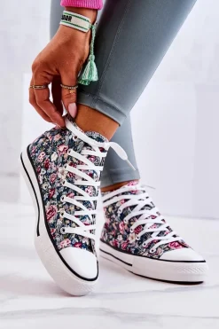 Wysokie Trampki W Kwiaty Zielone Nollie