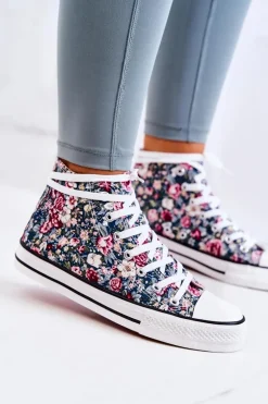 Wysokie Trampki W Kwiaty Zielone Nollie
