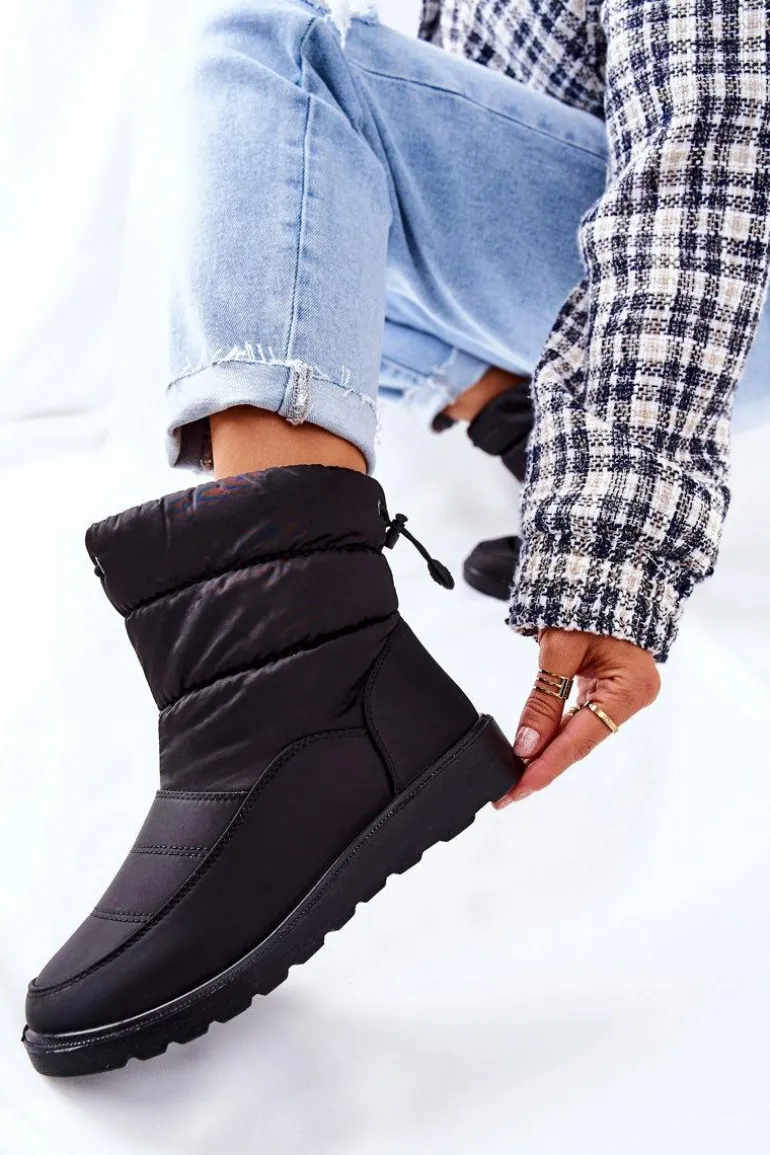 Wysokie Wsuwane Śniegowce Czarne Cathy