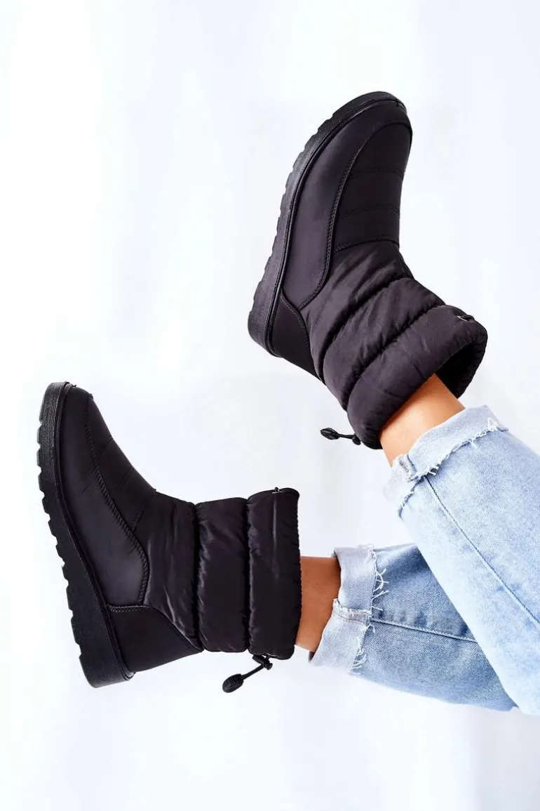 Wysokie Wsuwane Śniegowce Czarne Cathy