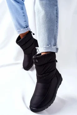 Wysokie Wsuwane Śniegowce Czarne Cathy