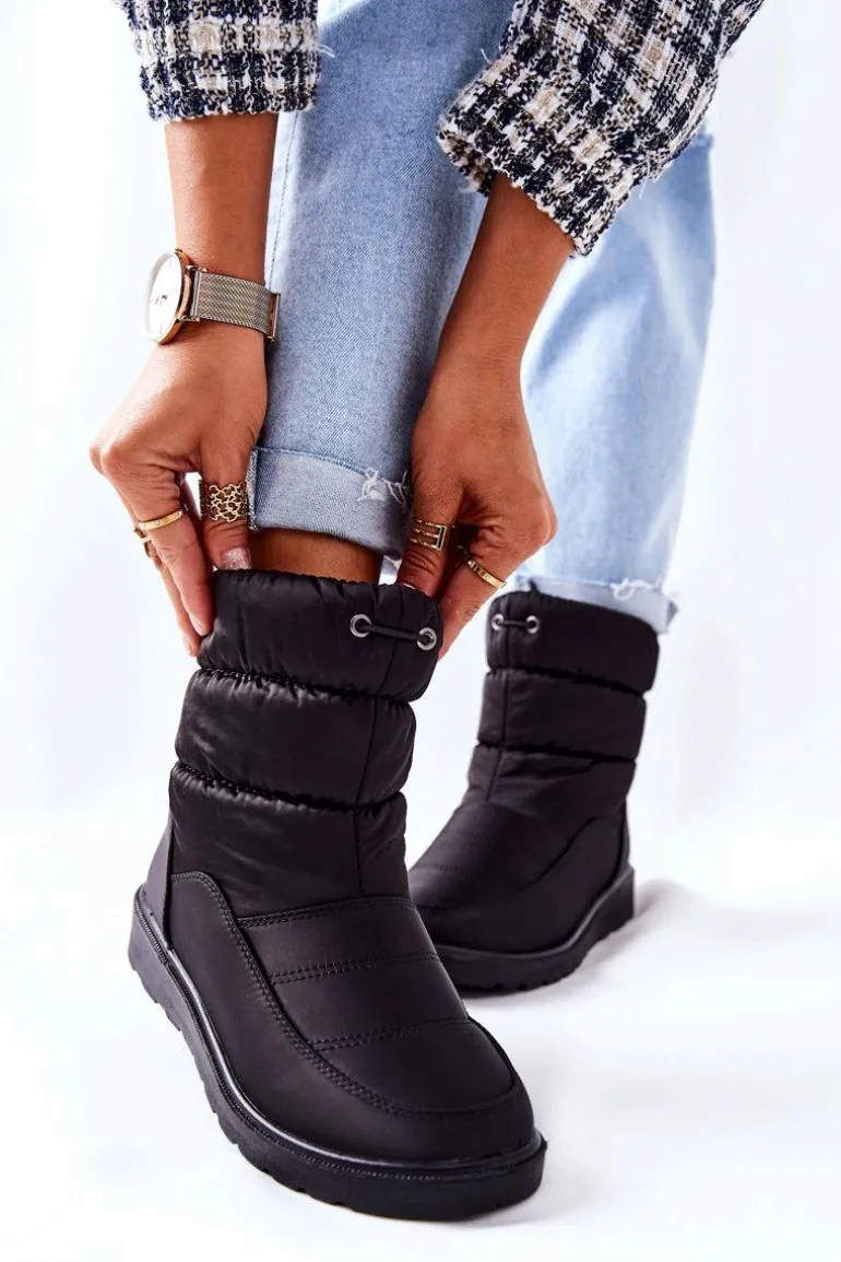 Wysokie Wsuwane Śniegowce Czarne Cathy