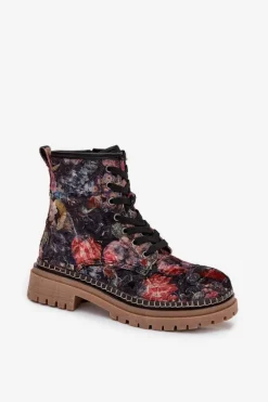 Wzorzyste Botki Damskie Ocieplane Artiker 57C1054 Czarne