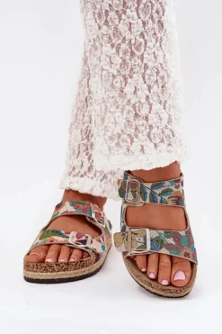 Wzorzyste Klapki Damskie Na Korkowej Platformie Z Klamrami Lee Cooper LCW-25-35-3480L Multikolor