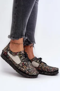 Wzorzyste Półbuty Damskie Maciejka 06347-01 Czarne
