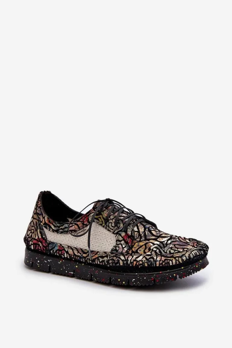 Wzorzyste Półbuty Damskie Maciejka 06347-01 Czarne