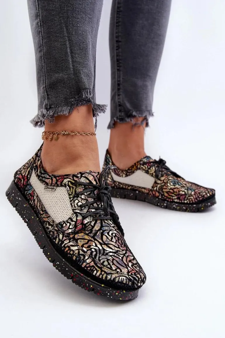 Wzorzyste Półbuty Damskie Maciejka 06347-01 Czarne