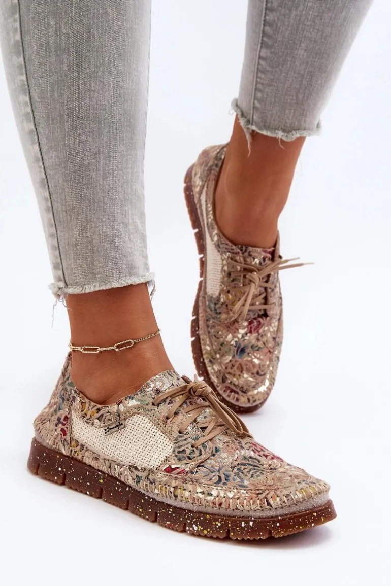 Wzorzyste Półbuty Damskie Maciejka 06347-04 Beżowe