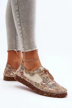 Wzorzyste Półbuty Damskie Maciejka 06347-04 Beżowe