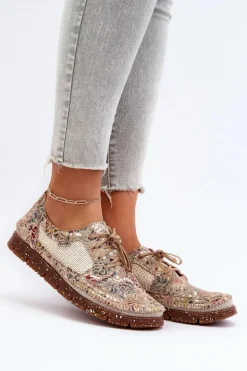 Wzorzyste Półbuty Damskie Maciejka 06347-04 Beżowe
