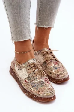Wzorzyste Półbuty Damskie Maciejka 06347-04 Beżowe