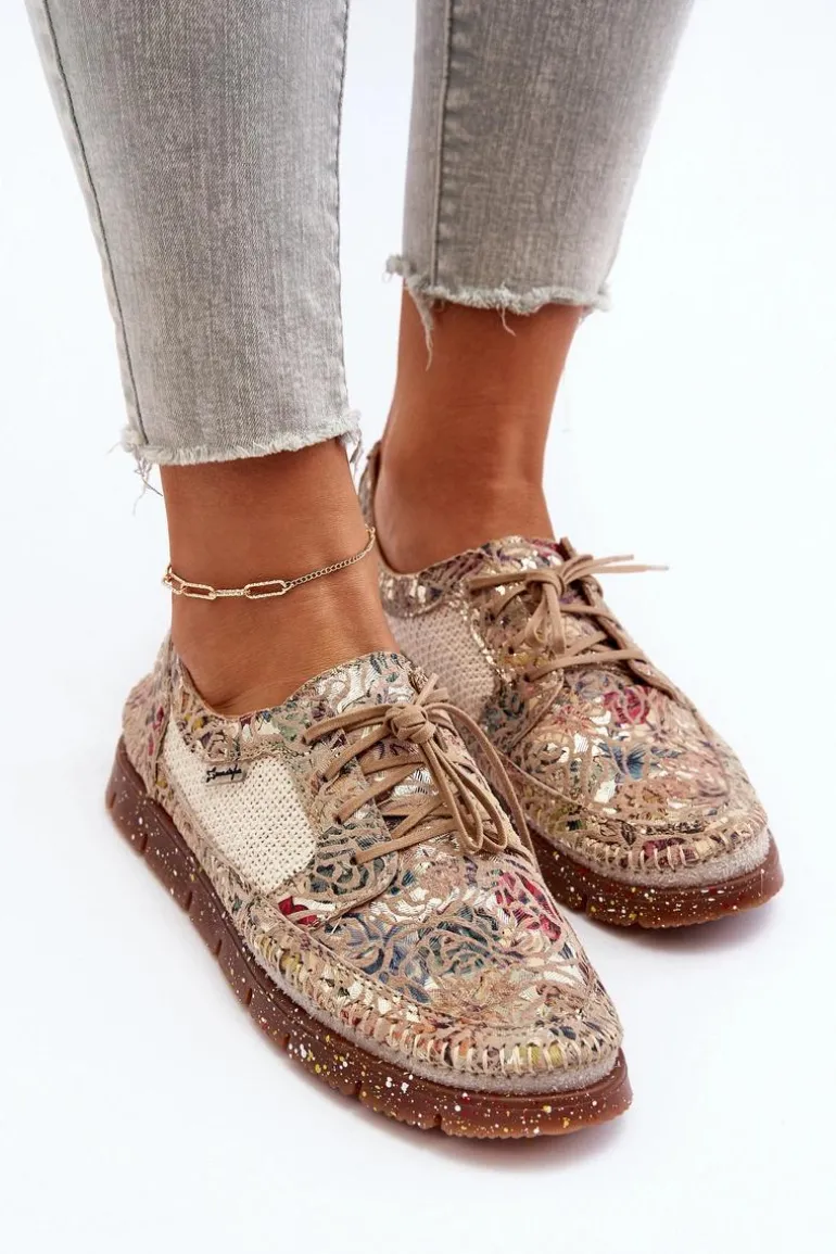 Wzorzyste Półbuty Damskie Maciejka 06347-04 Beżowe
