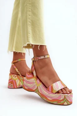 Wzorzyste Sandały Na Platformie I Koturnie Multikolor Wiandia