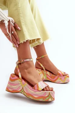 Wzorzyste Sandały Na Platformie I Koturnie Multikolor Wiandia