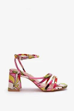 Wzorzyste Sandały Na Słupku Multikolor Jenglla