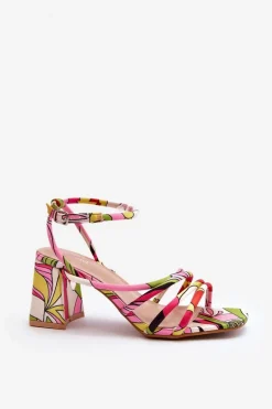 Wzorzyste Sandały Na Słupku Multikolor Jenglla
