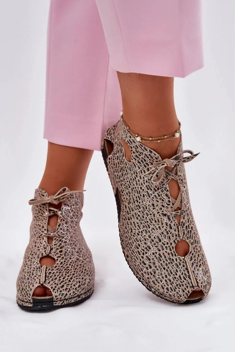 Wzorzyste Skórzane Botki Maciejka 03426-49 Panterka