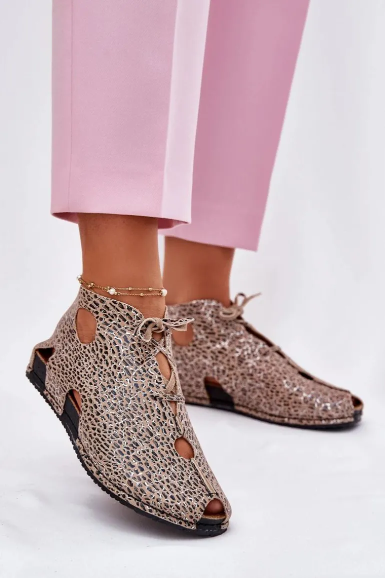 Wzorzyste Skórzane Botki Maciejka 03426-49 Panterka