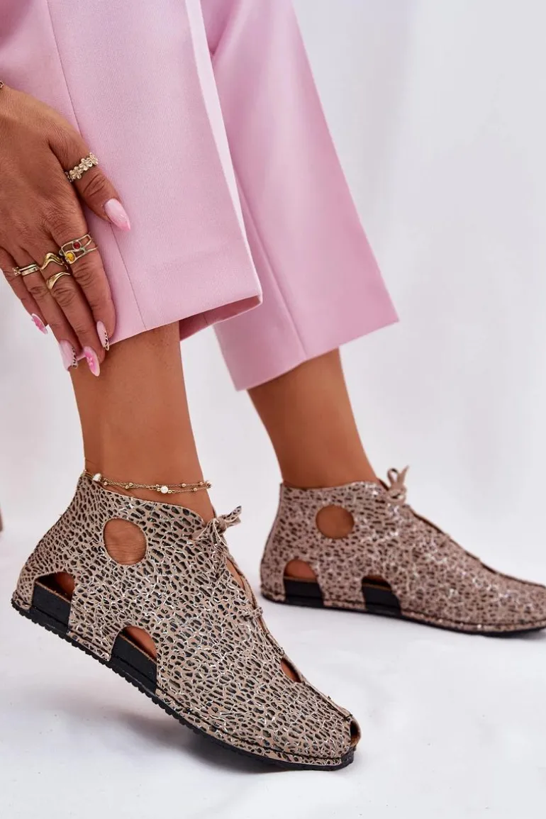 Wzorzyste Skórzane Botki Maciejka 03426-49 Panterka