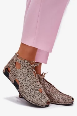 Wzorzyste Skórzane Botki Maciejka 03426-49 Panterka