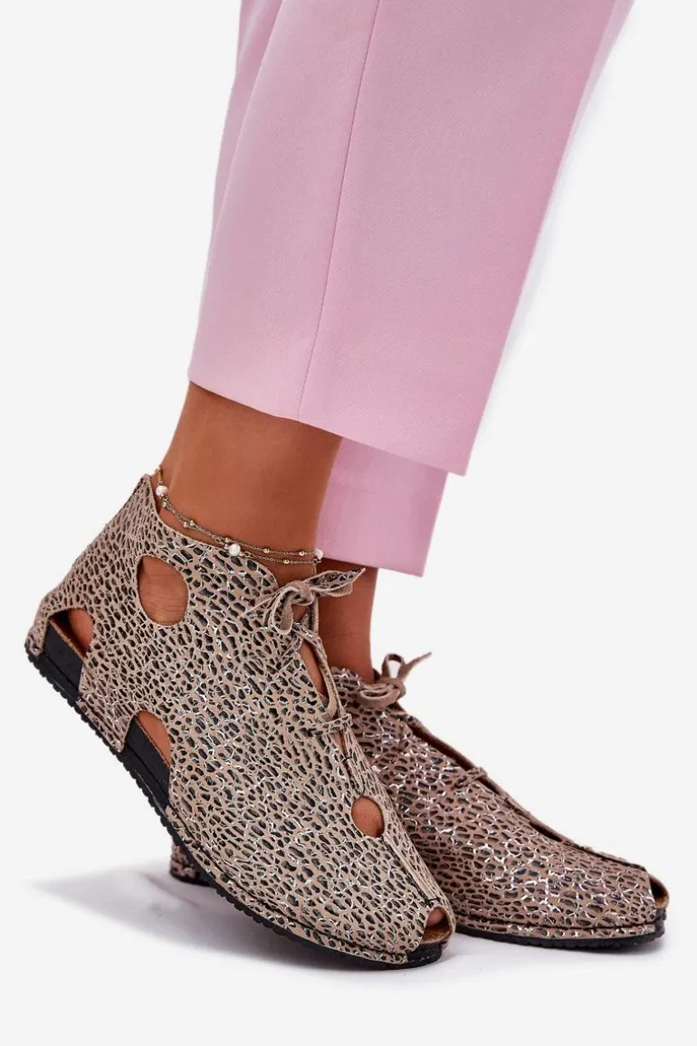 Wzorzyste Skórzane Botki Maciejka 03426-49 Panterka