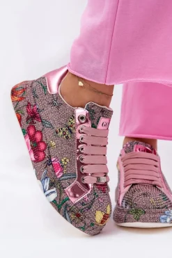 Wzorzyste Sneakersy Na Platformie Ze Zdobieniem GOE RR2N4002 Multikolor