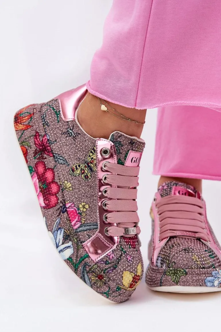 Wzorzyste Sneakersy Na Platformie Ze Zdobieniem GOE RR2N4002 Multikolor