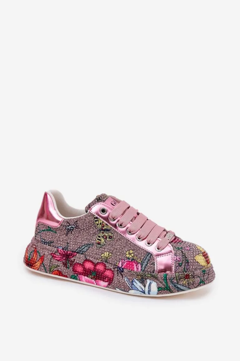Wzorzyste Sneakersy Na Platformie Ze Zdobieniem GOE RR2N4002 Multikolor