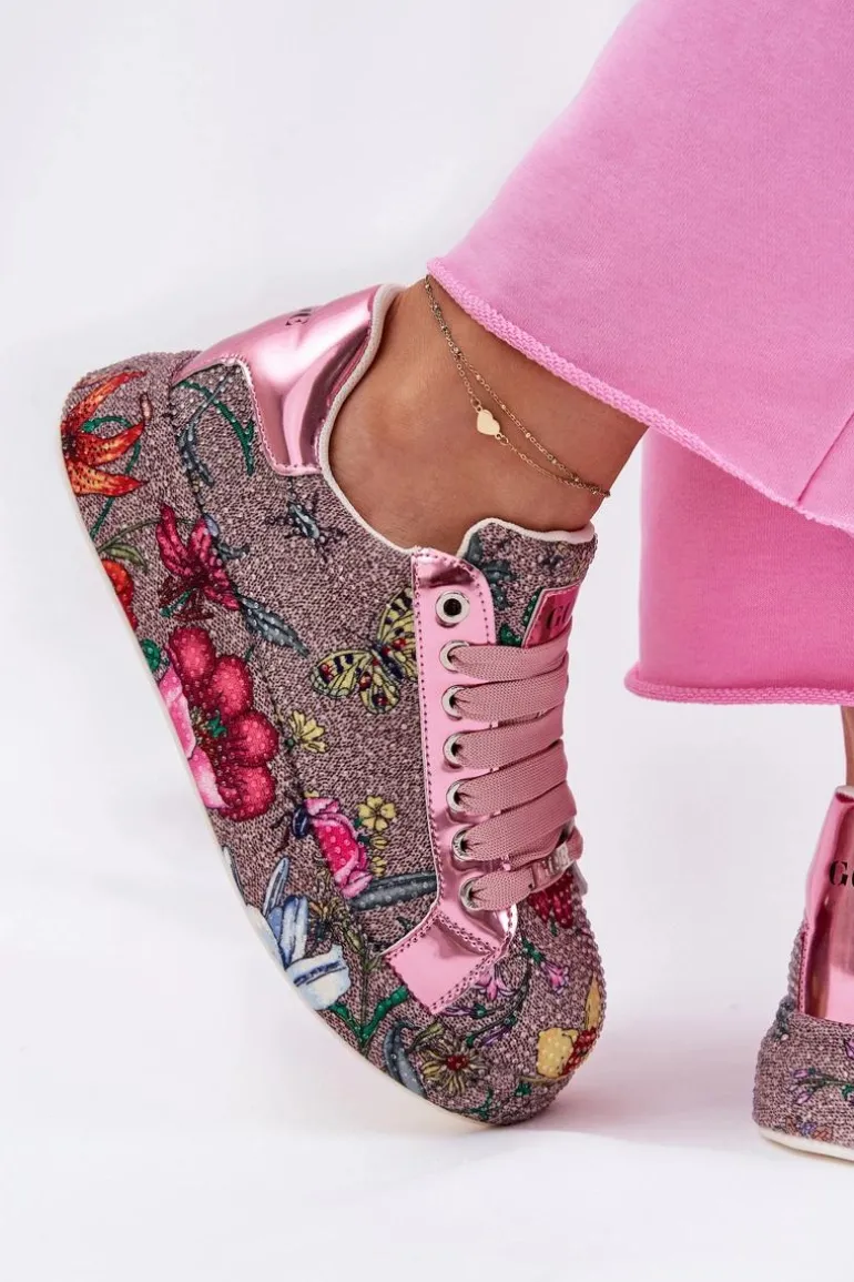 Wzorzyste Sneakersy Na Platformie Ze Zdobieniem GOE RR2N4002 Multikolor