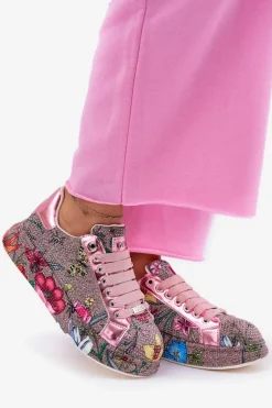 Wzorzyste Sneakersy Na Platformie Ze Zdobieniem GOE RR2N4002 Multikolor