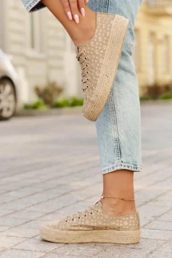 Wzorzyste Trampki Damskie Na Platformie Z Plecionką Lee Cooper LCW-25-08-3646L Khaki