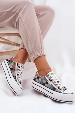 Wzorzyste Trampki Damskie Na Platformie Lee Cooper LCW-25-31-3441L Multikolor