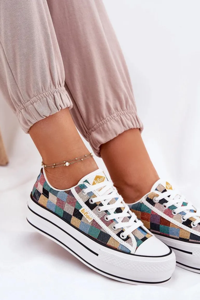 Wzorzyste Trampki Damskie Na Platformie Lee Cooper LCW-25-31-3441L Multikolor