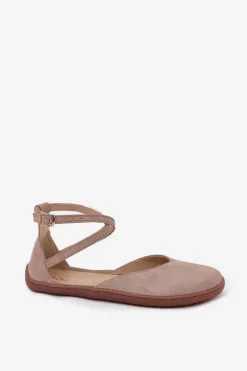 Zamszowe Baleriny Damskie Barefoot Z Paskami Zazoo 191 Szare