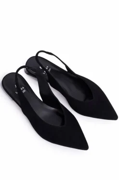 Zamszowe Baleriny Na Srebrnym Obcasie Laura Messi 2127 Czarne