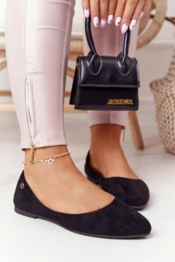 Zamszowe Baleriny Sergio Leone BL622 Czarne