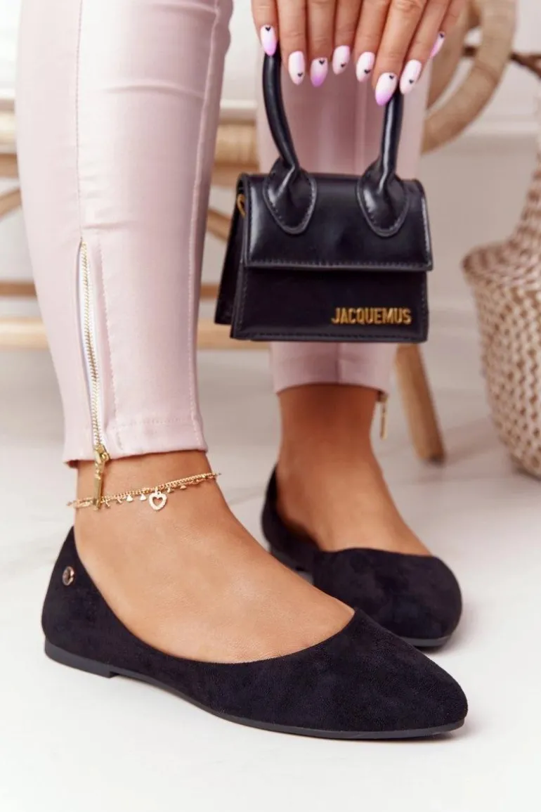 Zamszowe Baleriny Sergio Leone BL622 Czarne