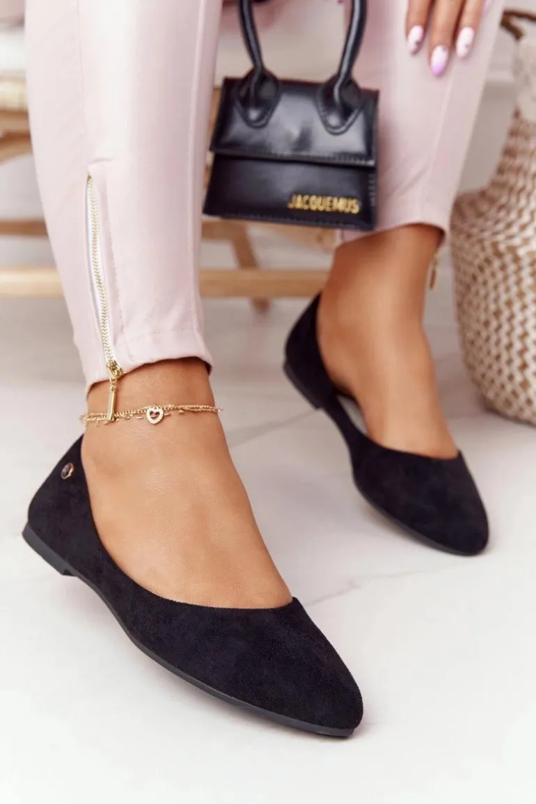 Zamszowe Baleriny Sergio Leone BL622 Czarne