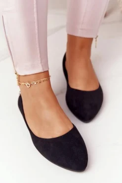 Zamszowe Baleriny Sergio Leone BL622 Czarne