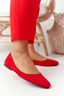 Zamszowe Baleriny Sergio Leone BL622 Czerwone