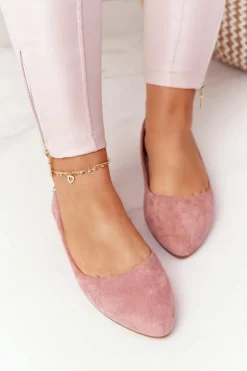 Zamszowe Baleriny Sergio Leone BL622 Różowe