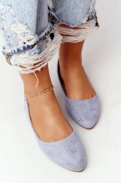 Zamszowe Baleriny Sergio Leone BL622 Niebieskie